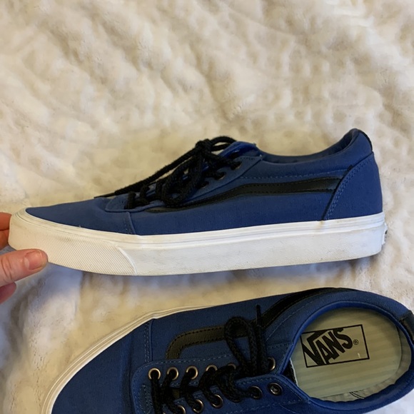 Vans Old Skool Canvas Low Skate Sneakers Navy Black Size 9.5 - Picture 5 of 11
